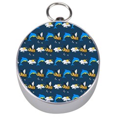 Dolphins Bees Pattern Silver Compasses by Sparkle