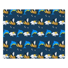 Dolphins Bees Pattern Double Sided Flano Blanket (large) 