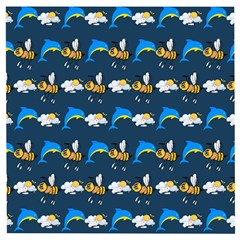 Dolphins Bees Pattern Wooden Puzzle Square by Sparkle