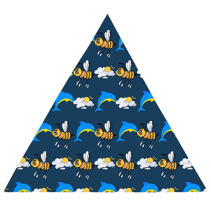 Dolphins Bees Pattern Wooden Puzzle Triangle