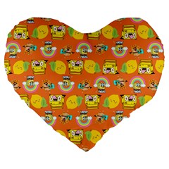 Minionspattern Large 19  Premium Flano Heart Shape Cushions by Sparkle