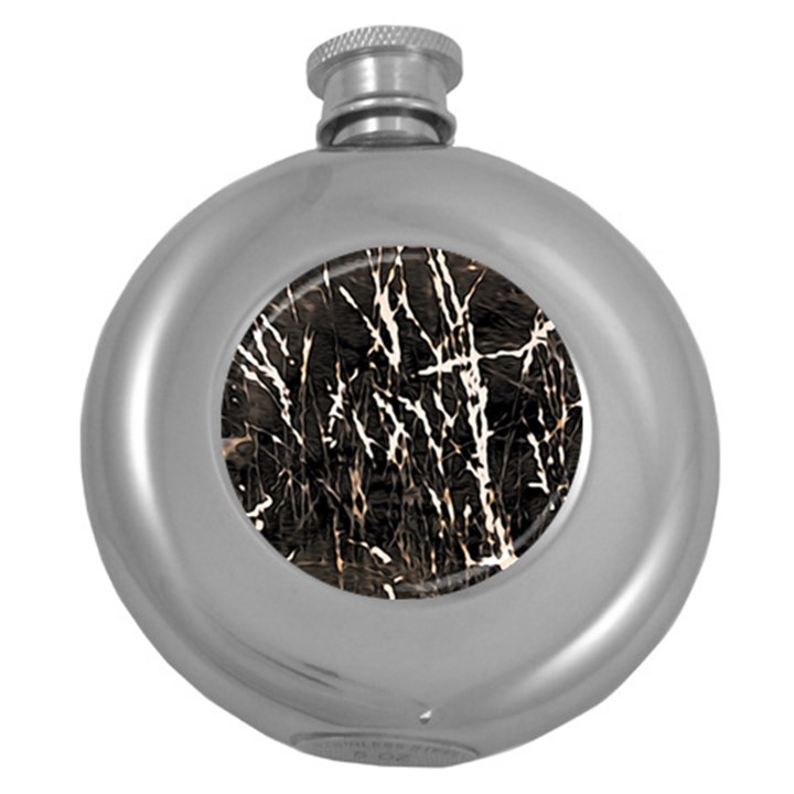 Abstract light games 2 Round Hip Flask (5 oz)