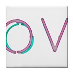 Pop Art Neon Love Sign Tile Coaster Front