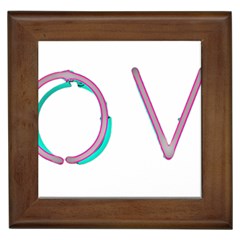 Pop Art Neon Love Sign Framed Tile by essentialimage365