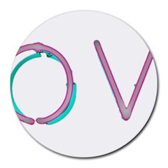 Pop Art Neon Love Sign Round Mousepads by essentialimage365