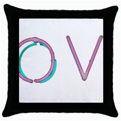 Pop Art Neon Love Sign Throw Pillow Case (black) by essentialimage365