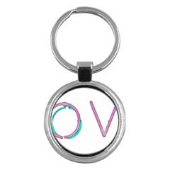 Pop Art Neon Love Sign Key Chain (round) by essentialimage365