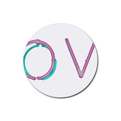 Pop Art Neon Love Sign Rubber Round Coaster (4 Pack) by essentialimage365