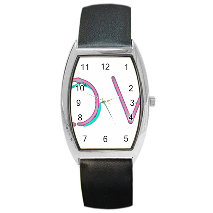 Pop Art Neon Love Sign Barrel Style Metal Watch