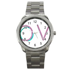 Pop Art Neon Love Sign Sport Metal Watch by essentialimage365