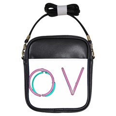 Pop Art Neon Love Sign Girls Sling Bag by essentialimage365