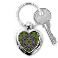 Retro And Tropical Paradise Artwork Key Chain (heart) by pepitasart