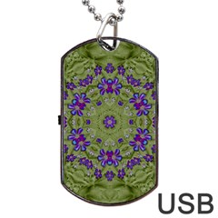 Retro And Tropical Paradise Artwork Dog Tag Usb Flash (two Sides) by pepitasart