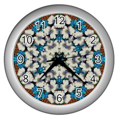 Paradise Flowers And Candle Light Wall Clock (silver) by pepitasart