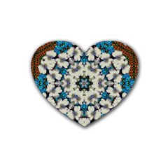 Paradise Flowers And Candle Light Rubber Coaster (heart) by pepitasart