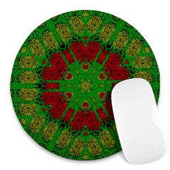 Peacock Lace So Tropical Round Mousepads by pepitasart