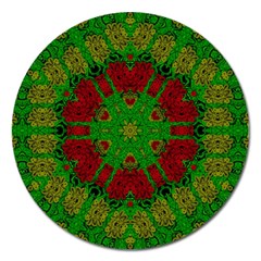 Peacock Lace So Tropical Magnet 5  (round) by pepitasart