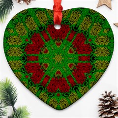 Peacock Lace So Tropical Heart Ornament (two Sides) by pepitasart