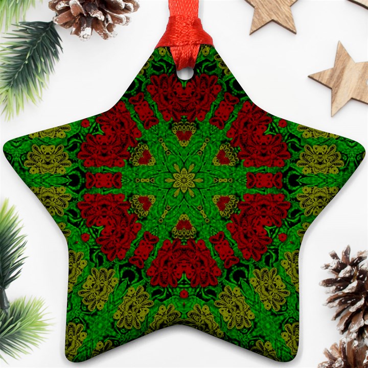 Peacock Lace So Tropical Star Ornament (Two Sides)