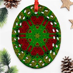 Peacock Lace So Tropical Oval Filigree Ornament (two Sides) by pepitasart