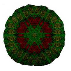 Peacock Lace So Tropical Large 18  Premium Flano Round Cushions by pepitasart