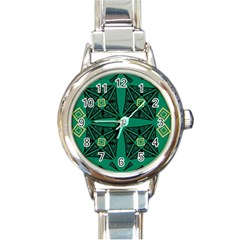 Abstract Pattern Geometric Backgrounds   Round Italian Charm Watch by Eskimos