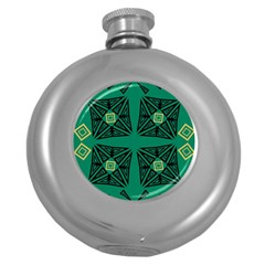 Abstract Pattern Geometric Backgrounds   Round Hip Flask (5 Oz) by Eskimos