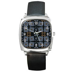 Abstract Pattern Geometric Backgrounds   Square Metal Watch by Eskimos