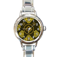 Abstract Pattern Geometric Backgrounds   Round Italian Charm Watch by Eskimos