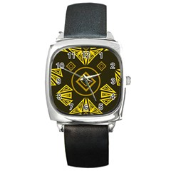 Abstract Pattern Geometric Backgrounds   Square Metal Watch by Eskimos