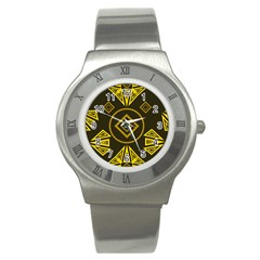 Abstract Pattern Geometric Backgrounds   Stainless Steel Watch by Eskimos