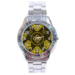 Abstract Pattern Geometric Backgrounds   Stainless Steel Analogue Watch by Eskimos