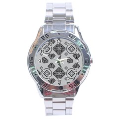 Abstract Pattern Geometric Backgrounds   Stainless Steel Analogue Watch by Eskimos