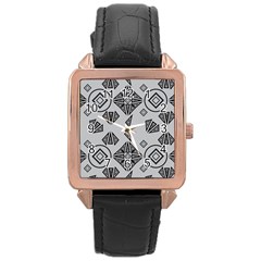 Abstract Pattern Geometric Backgrounds   Rose Gold Leather Watch  by Eskimos