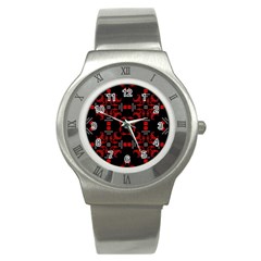 Abstract Pattern Geometric Backgrounds   Stainless Steel Watch by Eskimos