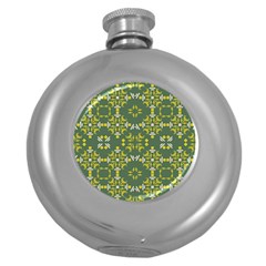 Abstract Pattern Geometric Backgrounds   Round Hip Flask (5 Oz) by Eskimos