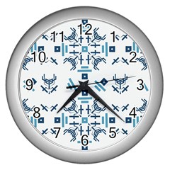 Abstract pattern geometric backgrounds   Wall Clock (Silver)