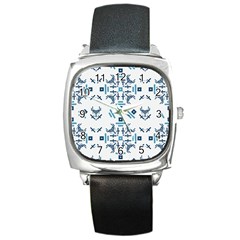 Abstract pattern geometric backgrounds   Square Metal Watch