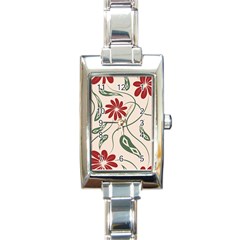  Folk Flowers Floral Art Print Flowers Abstract Art  Rectangle Italian Charm Watch by Eskimos