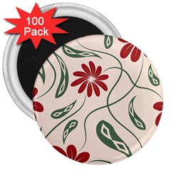  Folk Flowers Floral Art Print Flowers Abstract Art  3  Magnets (100 Pack) by Eskimos