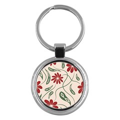  Folk Flowers Floral Art Print Flowers Abstract Art  Key Chain (round) by Eskimos