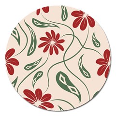  Folk Flowers Floral Art Print Flowers Abstract Art  Magnet 5  (round) by Eskimos