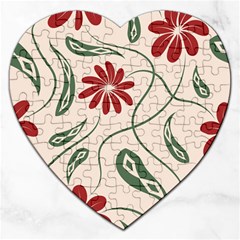  Folk Flowers Floral Art Print Flowers Abstract Art  Jigsaw Puzzle (heart) by Eskimos