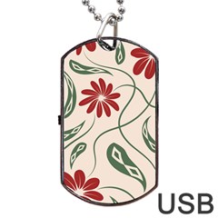  Folk Flowers Floral Art Print Flowers Abstract Art  Dog Tag Usb Flash (one Side) by Eskimos