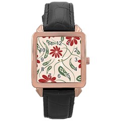  Folk Flowers Floral Art Print Flowers Abstract Art  Rose Gold Leather Watch  by Eskimos