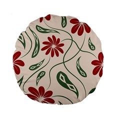  Folk Flowers Floral Art Print Flowers Abstract Art  Standard 15  Premium Flano Round Cushions by Eskimos