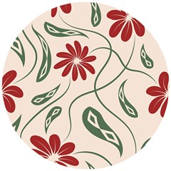  Folk Flowers Floral Art Print Flowers Abstract Art  Wooden Puzzle Round by Eskimos