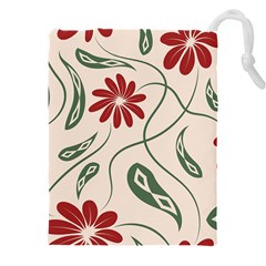  Folk Flowers Floral Art Print Flowers Abstract Art  Drawstring Pouch (4xl) by Eskimos