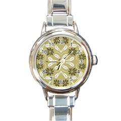 Folk Flowers Print Floral Pattern Ethnic Art Round Italian Charm Watch by Eskimos