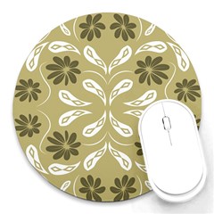 Folk Flowers Print Floral Pattern Ethnic Art Round Mousepads by Eskimos